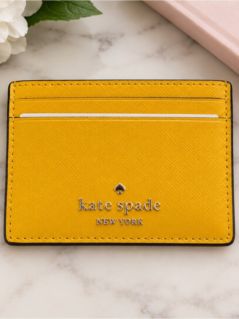 Kate Spade New York Saffiano Leather Card Holder Wallet Madison Daffodil NWT